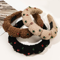 Usine strass perle nuage bandeau hiver en peluche à larges bords perle cheveux cerceau mode couleur unie cheveux accessoires en gros