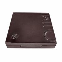 Étui de palette de maquillage rectangulaire en acrylique ABS PP, avec couvercle miroir gris bronze, lettres en relief, finition électroplaquée, vide, 8G, vente en gros