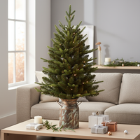 Sapin de Noël artificiel miniature de haute qualité, personnalisé, de 3 pieds, vert floqué, avec lumières LED pré-éclairées pour la décoration de la maison