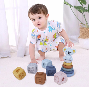 Anello di impilamento per dentizione in Silicone colorato morbido forniture per bambini giocattoli <span class=keywords><strong>Koala</strong></span> per spremere il giocattolo preferito del bambino - Product Image 5
