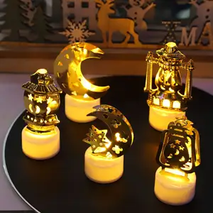 Lampu LED lilin elektronik kecil antik pesta Lebaran lampu minyak mercusuar bulan hadiah dekorasi kreatif dekorasi gaya etnik