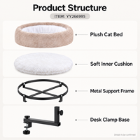 Lit pour chat à fixer sur bureau, avec pince de fixation, structure en bois massif, peluche douce, gain de place, hamac pour la maison ou le bureau