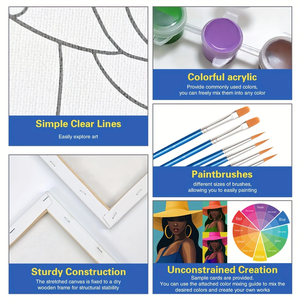2pcs Pre-Drawn <strong>Canvas</strong> Painting Kits DIY Handmade <strong>Framed</strong> <strong>Printed</strong> <strong>Canvas</strong> for Adults Party Sip Paintings for Gift or Decor - Product Image 5