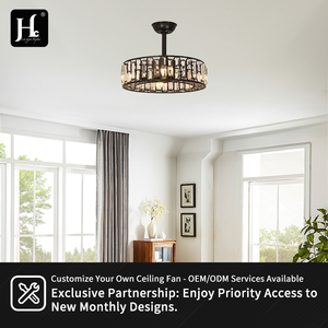Lámpara de Techo Moderna y Elegante con Ventilador de Cristal, Negra, Iluminación Interior para Dormitorios y Comedores, Decoración del Hogar con Control Remoto - Product Image 5