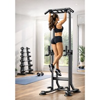 Torre de Ejercicios para Gimnasio en Casa, Estación de Dominadas y Flexiones, Marco de Acero con Agarraderas Múltiples para Entrenamiento de la Parte Superior del Cuerpo