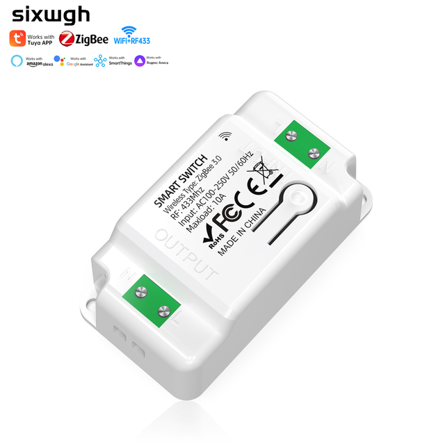 SIXWGH Smart Zigbee Switch RF433 10A Home Lighting System No Wiring Needed IP34 Waterproof Durable Night Use Smart Life/ App
