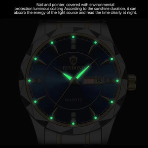 Reloj de Pulsera de Lujo para Hombre BINBOND de Acero Inoxidable, Venta Caliente, Reloj de Cuarzo para Pareja, Luminoso, ODM - Product Image 4