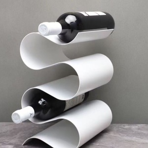 Porte-vin moderne en acier, capacité 4 bouteilles, design minimaliste, rangement de table, rangées de présentation - Product Image 4
