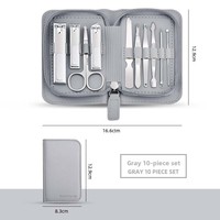 Ensemble de coupe-ongles portable de luxe en acier inoxydable 3 en 1, 10 pièces, boîte à outils de manucure et pédicure, emballage personnalisé avec logo