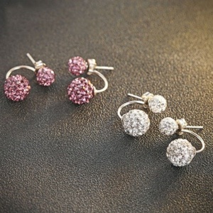 Boucles d'oreilles clous en argent sterling 925 avec double zircon rond mignon pour mariage et cadeau d'anniversaire certifié CMA - Product Image 4