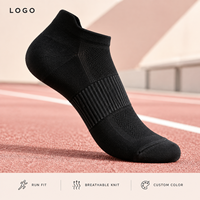 Chaussettes plates noires côtelées avec soutien de la voûte plantaire, respirantes, en maille, pour la course et l'athlétisme, avec gestion de l'humidité et maintien du talon