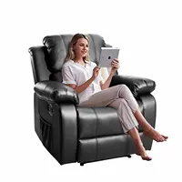 Recliner Chair Massage GEEKSOFA Manual Leather Recliner Sofa Chair With Massage And Heat Function For Living Room Furniture