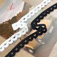 Vente en gros de bande élastique en polyamide de 12 mm, motif en forme de S, picotée, douce, festonnée, brillante, pour bretelles de soutien-gorge, lingerie