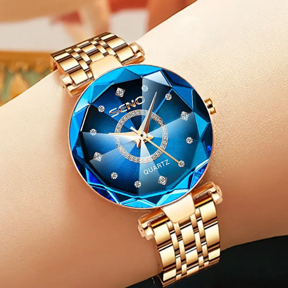 Custom Black Leather Women'S Iron Luxury Iced Out Watches Crystal Quartz Wristwatches Ladies Women Quartz Watches