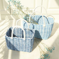 Panier de rangement pour fruits en PVC écologique moderne, fait main, tressé avec poignée, pour la cuisine et les fêtes