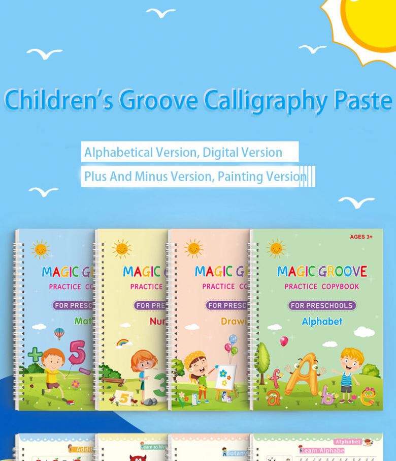 Customizable Language Multilingual Grooved Handwriting Book, Reusable ...