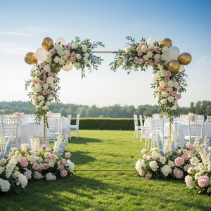 Arche de mariage dorée, support de toile de fond carré en métal <span class=keywords><strong>pour</strong></span> cérémonie, fête, anniversaire, baby shower, anniversaire de mariage, arche de mariage - Product Image 5