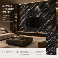 Panel de Pared de PVC MORLENX Blanco Gris con Vetas Doradas, Lámina de Mármol UV de Alto Brillo, Impermeable, para Interiores de Hoteles y Villas