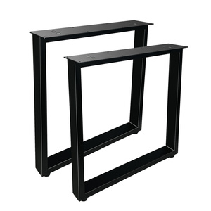 Eleganti gambe per mobili in ferro battuto a forma quadrata nero gambe del tavolo da conferenza con bordo liscio moderne gambe del tavolo da pranzo gambe - Product Image 1