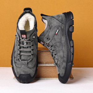 Bottes d'hiver pour hommes doublées de polaire, hautes, chaudes, épaisses, à lacets, pour l'extérieur, gris et noir - Product Image 3