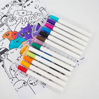 Conception courte pour enfants Pointe fine et pinceau Marqueur de peinture acrylique à base d'eau Couleurs Oem Stylo marqueur de peinture fluorescent liquide