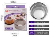 Moule à gâteau 3 pièces en acier inoxydable pour anneau de mousse Outils de cuisine DIY pour la maison Emballage de qualité alimentaire dans une boîte de couleur