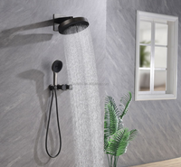 Ensemble de douche mural noir encastré à effet pluie, robinet de douche avec affichage numérique, moderne, en laiton, avec cartouche céramique encastrée – Vente chaude