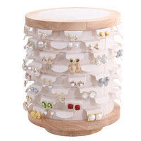Présentoir rotatif en bois massif pour boucles d'oreilles, vente en gros d'usine, nouvelle arrivée, accessoires de présentation en bois les plus vendus