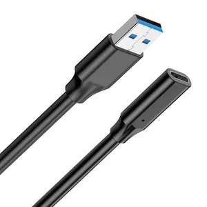 USB 3.1 A-to-C Adapter Extension Cable 3A Fast Charging With Braid Shielding And USB 2.0 Connector For Cars Barcode Scanners