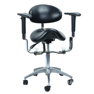 Pinyin <b>Microscope</b> Chair Black Leather Height Adjustable Swivel Doctor <b>Dental</b> Lab Saddle Chair With Armrests And Wheels - Product Image 1
