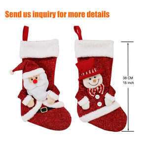 กลิตเตอร์คริสต์มาสถุงใส่ลูกกวาด,อุปกรณ์ตกแต่งวันคริสต์มาสถุงเท้าของขวัญถุงเท้าคริสต์มาสแบบไม่ทอ - Product Image 2