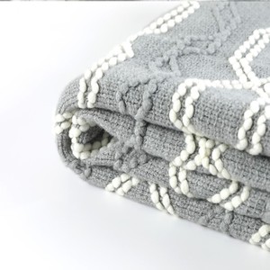 Manta de punto a cuadros nórdicos de lujo con borlas, <span class=keywords><strong>funda</strong></span> texturizada inspirada en Navidad suave y cálida para sofá, dormitorio, Coreano único - Product Image 2