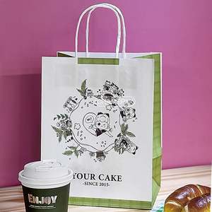 Bolsa de Papel Kraft Reutilizable Ecológica con Asa Retorcida para Comida Rápida y Café para Llevar, con Logotipo Personalizado para Promociones - Product Image 5