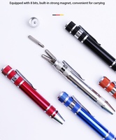 Jeu de tournevis multifonction 8-en-1 en forme de stylo, en alliage d'aluminium, tournevis manuels Phillips et plats