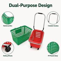Panier de courses pliable en plastique PP GUICHANG, chromé, 2 poignées, bords renforcés, écologique, durable, couleurs et tailles personnalisables