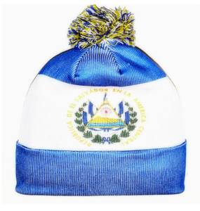 Gorro de Punto con la Bandera de El Salvador para Mujer, Gorro Suave y Elástico, Cálido para Invierno, Personalizado, Venta al Por Mayor, Económico - Product Image 1