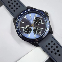 Montre à quartz pour homme, cadran en cristal, bracelet en caoutchouc de 20 mm, affichage analogique multifonction, affichage de la date et du jour, lumière nocturne lumineuse