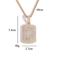 Tendance de la mode, pendentif hip-hop de style européen-américain pour enfants chrétiens, en cuivre et laiton, pierres en zircon, forme carrée