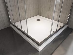 Cabine de <span class=keywords><strong>douche</strong></span> rectangulaire en aluminium argenté brillant avec portes coulissantes doubles en verre, style italien, 1000x800x1900mm, pour projets hôteliers - Product Image 2