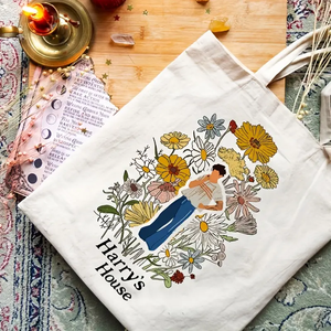 Bolso de Hombro Personalizado de Lona con Estampado Personalizado, Bolsa de Compras Reutilizable para Mujer, <span class=keywords><strong>Harry</strong></span>'s House, 1 Unidad - Product Image 3