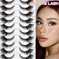 Nouvelles extensions de cils œil de chat 5/7/10 paires, faux cils en vison synthétique en gros, faux cils en bande pour maquillage, cils en bande faits à la main