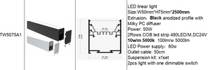 ไฟ LED เชิงพาณิชย์แบบเส้นตรง ขนาด W50xH75 มม. <span class=keywords><strong>ส</strong></span>ามารถเชื่อมต่อกันได้ เหมาะสำหรับสำนักงานและห้องประชุม - Product Image 3