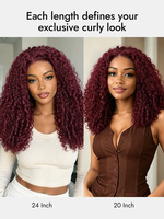 Perruque en cheveux humains Remy bouclés naturels, transparente bordeaux, sans colle, avec closure 4x4, pré-épilée, pour femmes noires, vente en gros