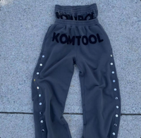 Pantalon décontracté pour homme, style streetwear américain hip-hop côte ouest, tricoté, taille mi-haute, double ceinture, avec broderie et appliqué lettres