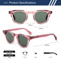 Vente en gros de lunettes de soleil rondes en acétate personnalisées avec logo, UV400 TAC, style rétro vintage pour femmes et hommes