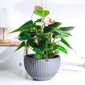 Maceta Colgante con Planta Araña de Hojas Gruesas - Maceta Redonda Colgante de Estilo Europeo con Autorriego para Personas con Poco Tiempo - Product Image 1