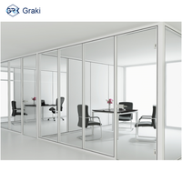 Cloison en verre sans cadre Panorama, système 108 mm, écologique, absorption acoustique 45 dB+, durable, moderne, bureau, hôpital, supermarché