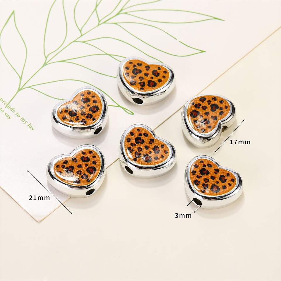 New Leopard Print Chocolate Heart Acrylic Loose Beads Mixed Shape Star ...