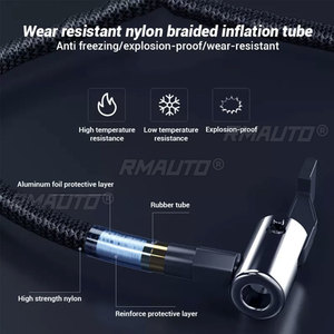 Pompe à air électrique portable sans fil 12V 140PSI 6000mAh pour pneus de voiture, gonfleur numérique de pneus avec mesure de pression / lumière d'urgence - Product Image 5