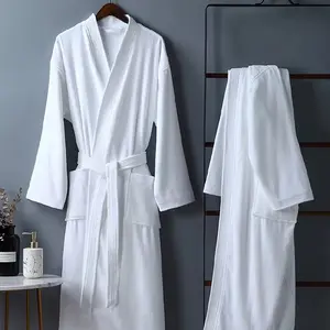 China Factory Supplier Hotel Linens White Terry Velour Bath Robe Hotel Knee Length Bathrobe